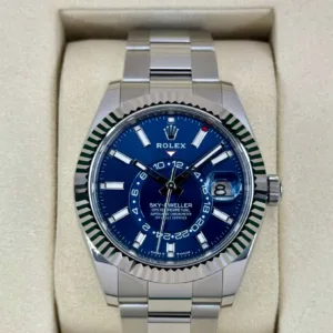 NEW 2025 Rolex Sky-Dweller 42mm 336934 Stainless Steel and 18k White Gold Fluted Bezel Oyster Bracelet Blue Dial
